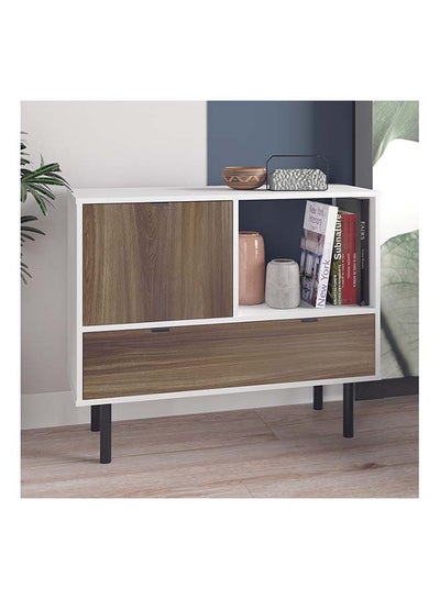 اشتري Multipurpose Storage Cabinet With Two Door And One Storage Shelves White/Brown 35x90x74cm في الامارات