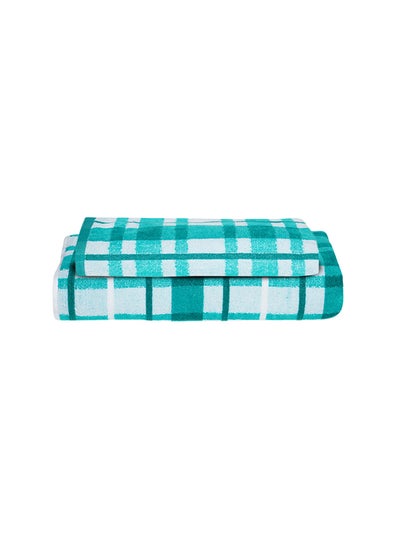 Buy 2-Piece Bath and Hand Towel Set 75x150cm White/Turquoise 40x60cm in Saudi Arabia