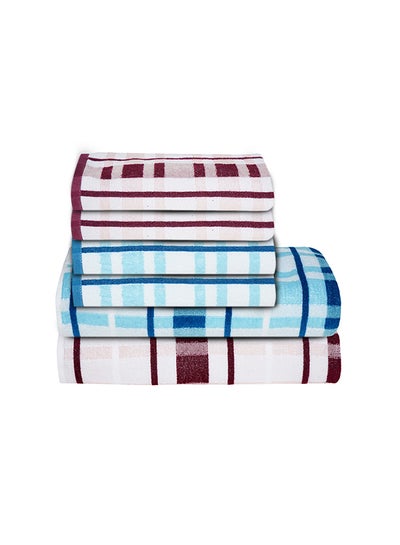 Buy 6-Piece Set 2 Bath and 4 Hand Towel Set 75x150cm Multicolour 40x60cm in Saudi Arabia