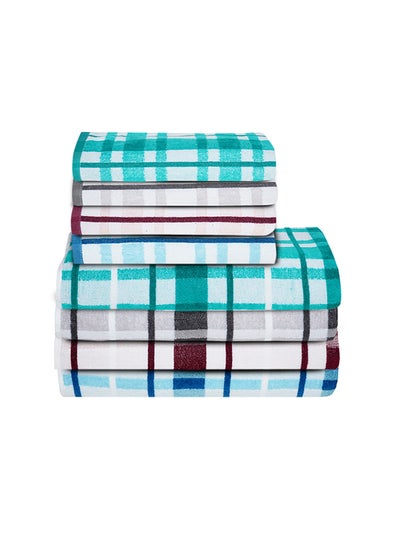 Buy 8-Piece Set 4 Bath and 4 Hand Towel Set 75x150cm Multicolour 40x60cm in Saudi Arabia