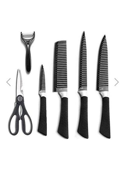 اشتري Ceramic Knives Set 6 Pieces For Peeled And Scissors Black في مصر