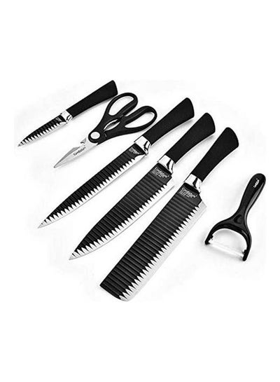 Buy 6Pcs Of Set Kitchen Knives Set Ultra Sharp Kitchen Knife Black in Egypt