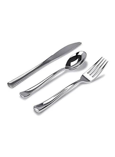 Buy Plastic Cutlery 5 Pack Disposable Heavy Duty Plastic Ware Set Includes 5Forks 5Spoons 5Knives Silver in Egypt