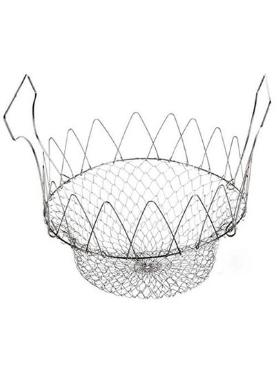 Buy Collapsible Colander Mesh Basket Steam Rinse Strainer Silver in Egypt