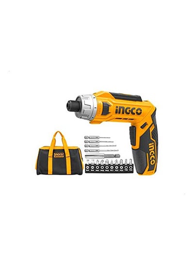 اشتري Csdli0801 Lithium-Ion Electric Screwdriver With Bits And Bag - 8 Volt Yellow/Multicolour في مصر