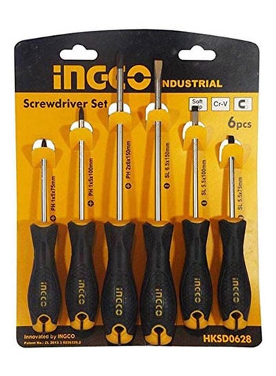 Buy Screwdriver Set 6 Pieces Ingco Black/Multicolour in Egypt