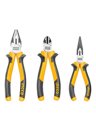 Buy 3Pcs Pliers Set, 8" Combination Pliers And 6" Diagonal Cutting Pliers And 6" Long Nose Pliers Hkps28318 Multicolour in Egypt