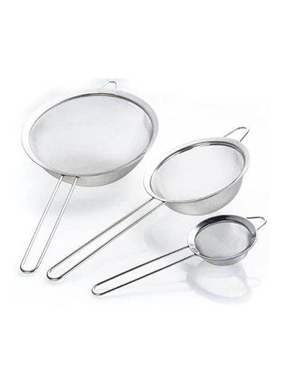 اشتري 3Pcs Flour Sifter Leaking Oil Spoon Filter Net Stainless Steel Silver في مصر