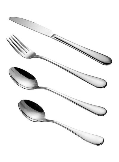 اشتري 4-Piece Flatware Set Stainless Steel Cutlery Set Knife Fork Spoons Sets Silver في مصر