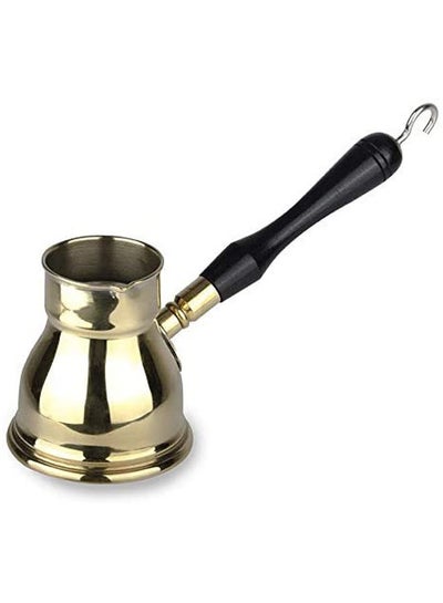 Buy Brass Coffee Kanaka 80Ml Wooden Hand Gold/Black in Egypt