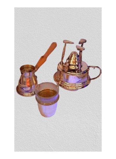 Buy Copper Burner To Make Coffee With A Cup And A Pot Multicolour in Egypt