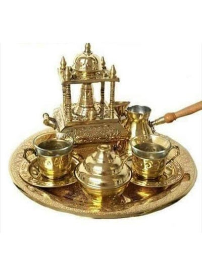 Buy Royal Table Set With Two Cups, A Tray, A Sugar Tray And A Bowl Gold in Egypt