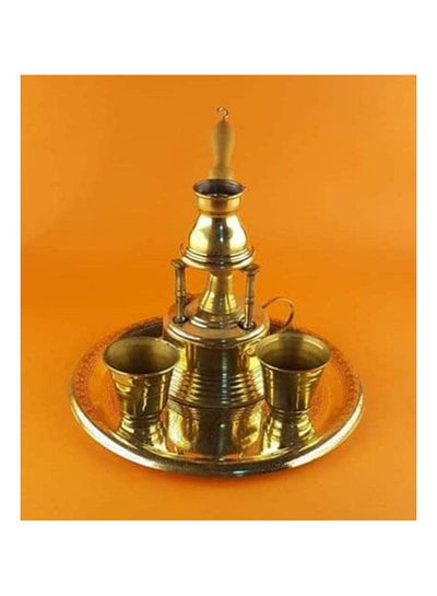 اشتري A Set Of Copper Table Tray Two Cups And A Rack Gold في مصر