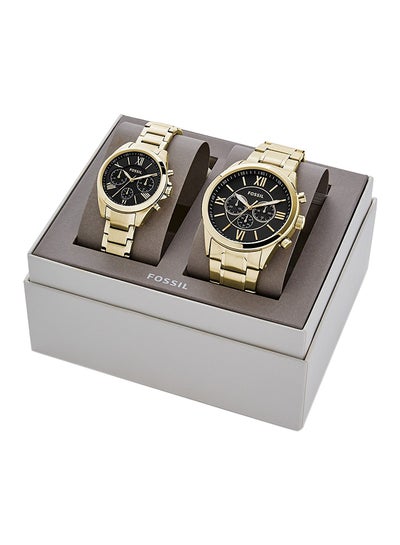 Buy His And Her Chronograph Gold-Tone Stainless Steel Watch Gift Set BQ2400SET - Gold in UAE