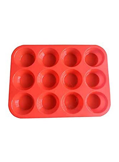 اشتري Silicone Muffin Pan Silicone Cupcake Baking Cups Non Stick 12 Cups Silicone Molds Red في مصر