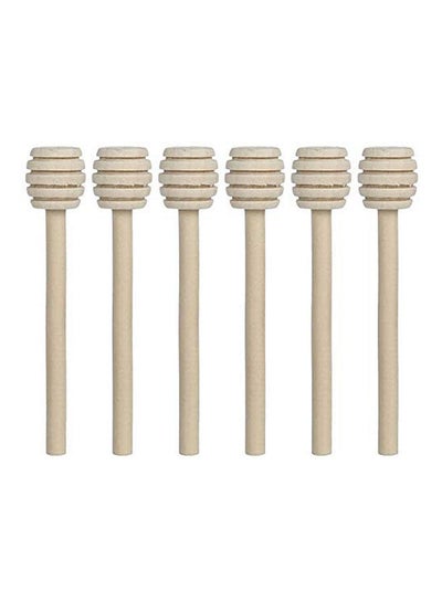 اشتري Small Wooden Honey Spoon 6 Pieces Beige في مصر