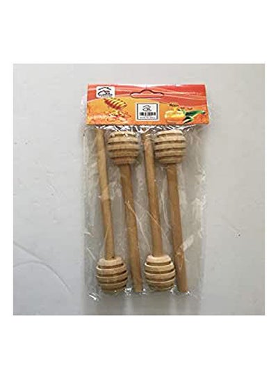 Buy Wooden Honey Spoons 4 Pieces Beige in Egypt