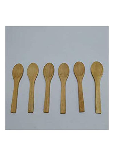 Buy Wooden Soup Spoon Set Of 6 Pieces Beige in Egypt