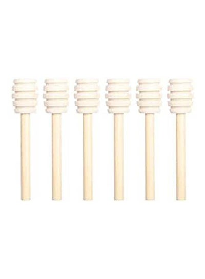 Buy Large Wooden Honey Spoon 6 Pcs Beige in Egypt