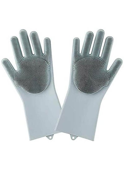 اشتري Housework Cleaning Non-slip Washing Gloves Grey 28x16سم في مصر
