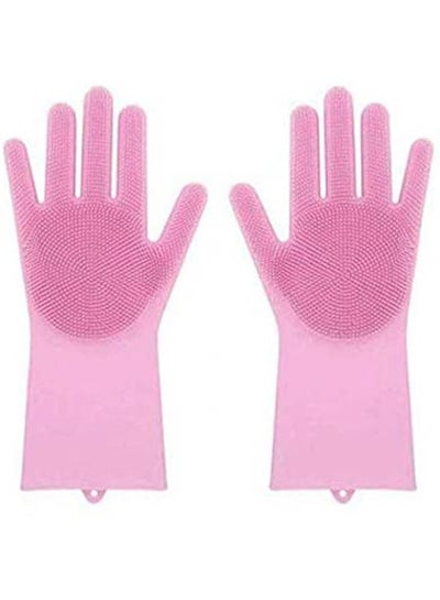 اشتري Housework Cleaning Non-slip Washing Gloves Pink في مصر