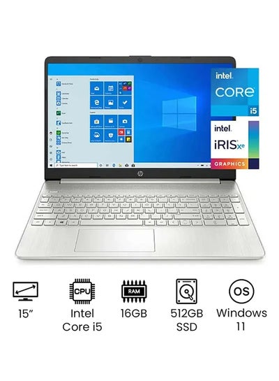 Buy 15-dy2095wm Laptop With 15.6-Inch FHD Display, 11th Gen Core i5-1135G7 Processor/16GB RAM/512GB SSD/Intel Iris Xe Graphics/Windows 11 English/Arabic Silver in UAE