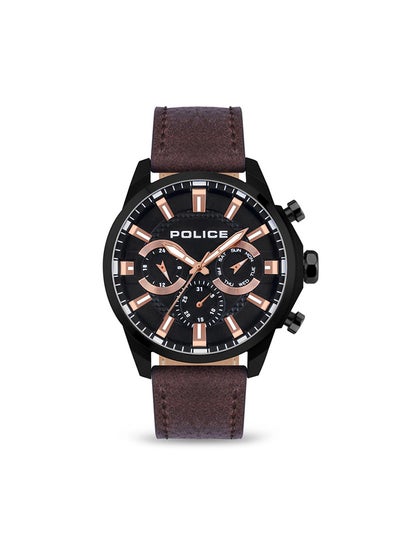 Buy Men's Menelik Chronograph Leather Wrist Watch PEWJF2204204 - 46mm - Brown in UAE