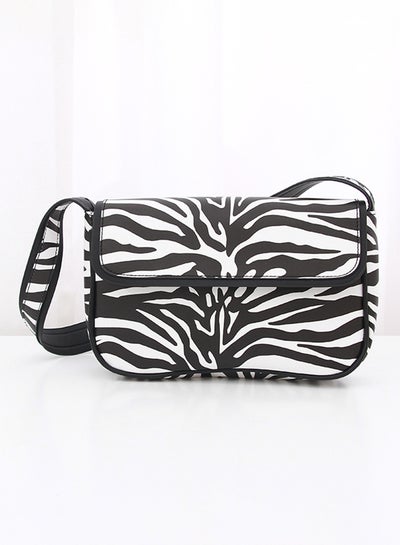 Buy Zebra Print Shoulder Bag For Women Black/White in UAE