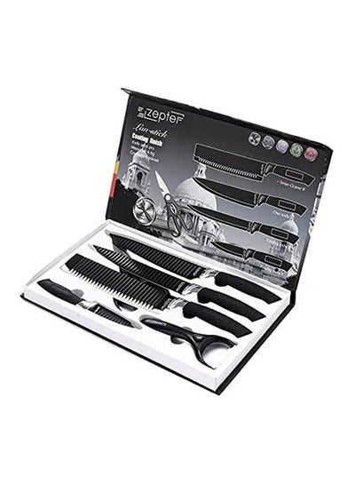 Buy Utensils Knives Set With Peeler And Scissor 6 Pcs Black in Egypt