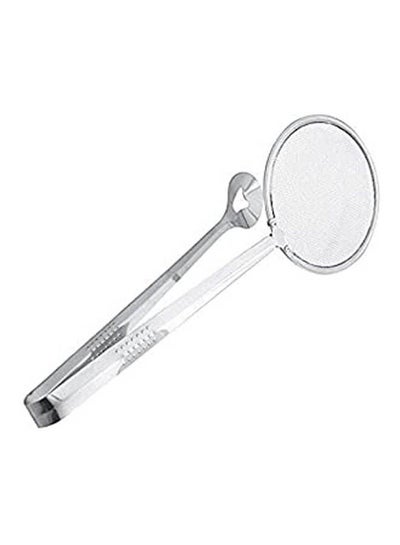 Buy 2 In 1 Food Spoon Strainer Fried Food Oil-Frying Filter Spoon With Clip Kitchen Tool Silver in Egypt