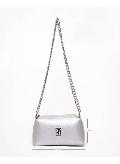 Buy Casual Solid Leather Cross Bag Silver in Egypt
