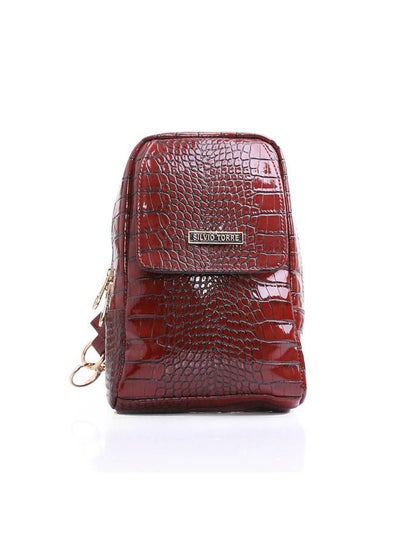 Buy Casual Solid Leather Cross Bag Maroon in Egypt