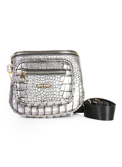 Buy Casual Solid Leather Cross Bag Silver in Egypt