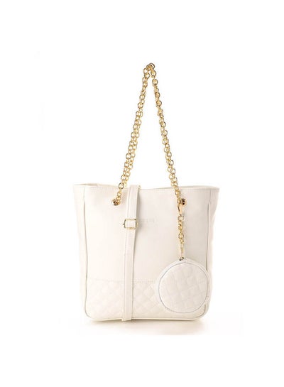 Buy Casual Solid Leather Handbag White in Egypt