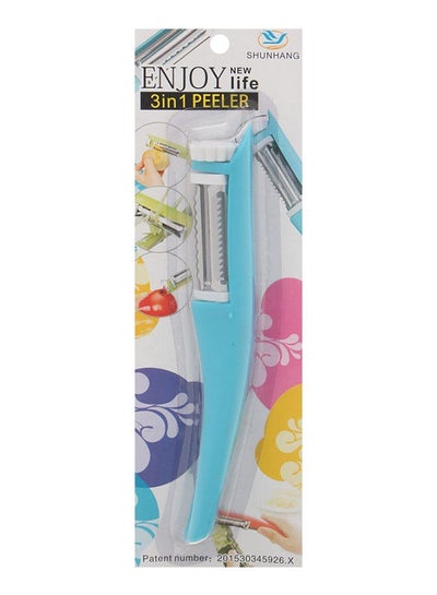 اشتري Multi-Purpose Vegetables Peeler 3 In 1 Blue/White في مصر