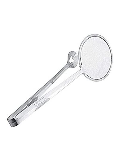 Buy 2 In 1 Food Spoon Strainer Stainless Steel Fried Food Oil-Frying Filter Spoon With Clip Kitchen Tool Silver in Egypt