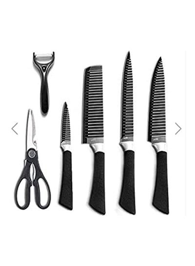 اشتري Ceramic Knives Set 6 Pieces For Peeled And Scissors Black في مصر