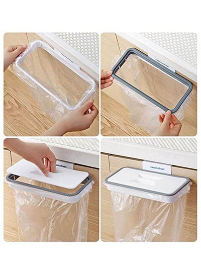 اشتري 1Pcs Hanging Trash Bag Holder Door Kitchen Organizer White في مصر