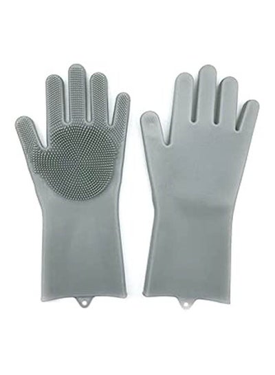 اشتري Magic Reusable Silicone Eco-Friendly 1Pair Cleaning Brush Scrubber Gloves Grey في مصر