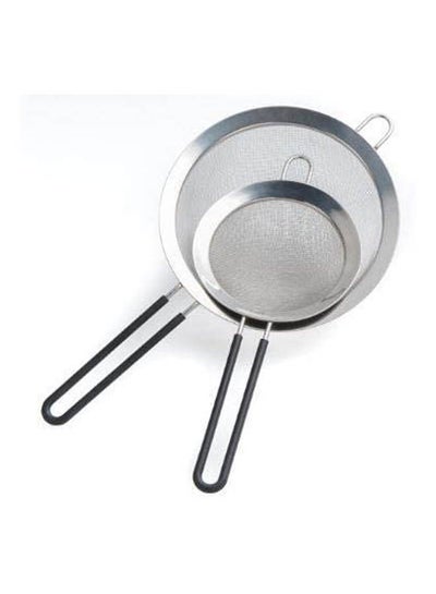 اشتري 2Pcs Flour Sifter Leaking Oil Spoon Multi-Function Filter Net Stainless Steel Mesh Strainer Silver في مصر