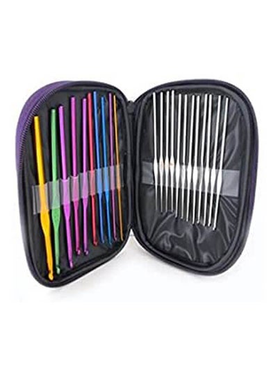 Buy Aluminum Handle Crochet Hooks Knitting Knit Needles Weave Yarn 22 Pcs Multicolour in Egypt