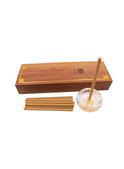 اشتري 15 Piece - Bakhoor Oud Incense Sticks Gift Box with Crystal Incense Burner بني 245غم في الامارات