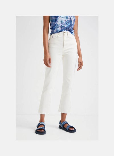 Buy Straight Cropped Jeans White in Egypt