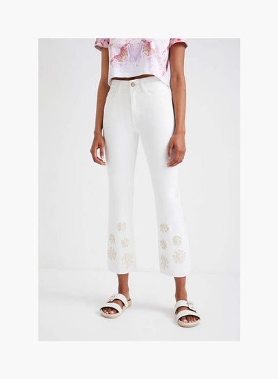 Buy Flared Cropped Jeans White in Egypt