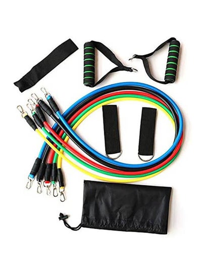 اشتري 11Pcs Elastic Sports Training Tube Fitness Resistance Band Set For Yoga Pilates في مصر