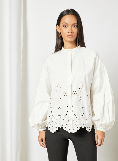 Buy Broderie Detail Top White in UAE