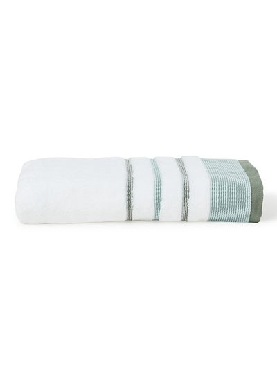 Buy Cozy Style Zero Twist Bath Towel White/Sea Green 80x160cm in UAE
