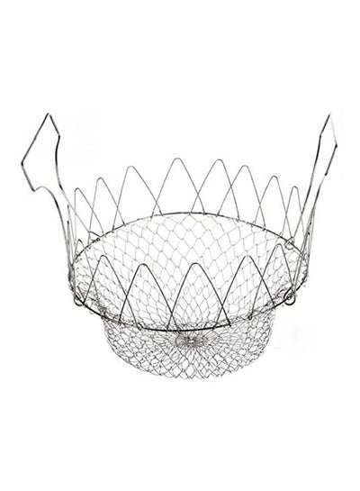 اشتري Collapsible Colander Mesh Basket Steam Rinse Strainer Stainless Steel Filter Silver في الامارات