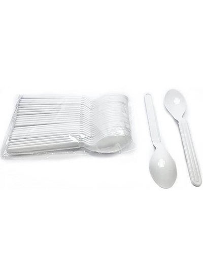 اشتري Heavy Duty Plastic Spoon - 50 Pcs White في مصر