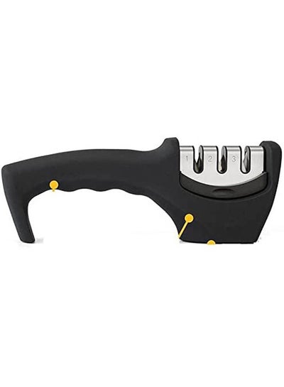 اشتري Kitchen Knife Sharpener - 3-Stage Knife Sharpening Tool Black في مصر